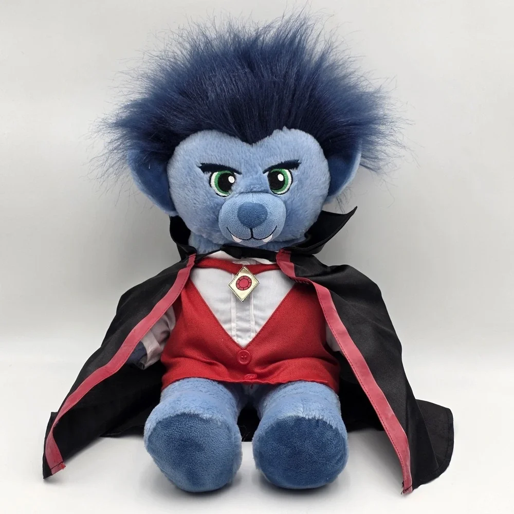Build A Bear Vampire Blue Teddy Bear Fangs Dracula Shirt and Cape NO PANTS